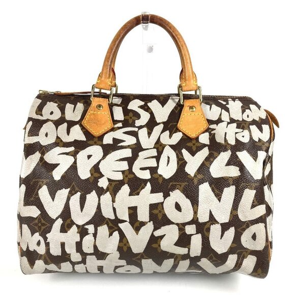 LOUIS VUITTON M92195 MonogramGraffiti Speedy30 Hand Bag Brown/White - Picture 2 of 16